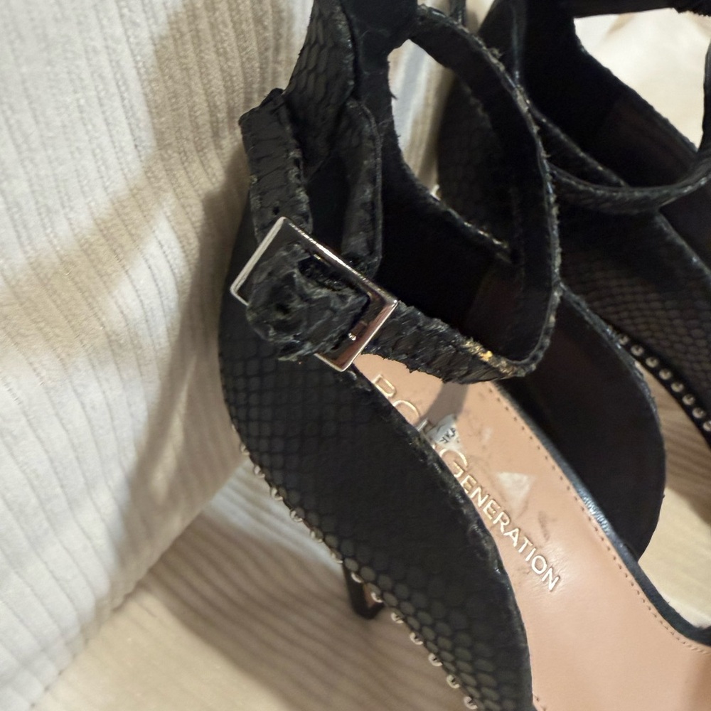 BCBGeneration Jessika Black Stud-Trim Ankle-Strap High Heel Sandal - Picture 5 of 9